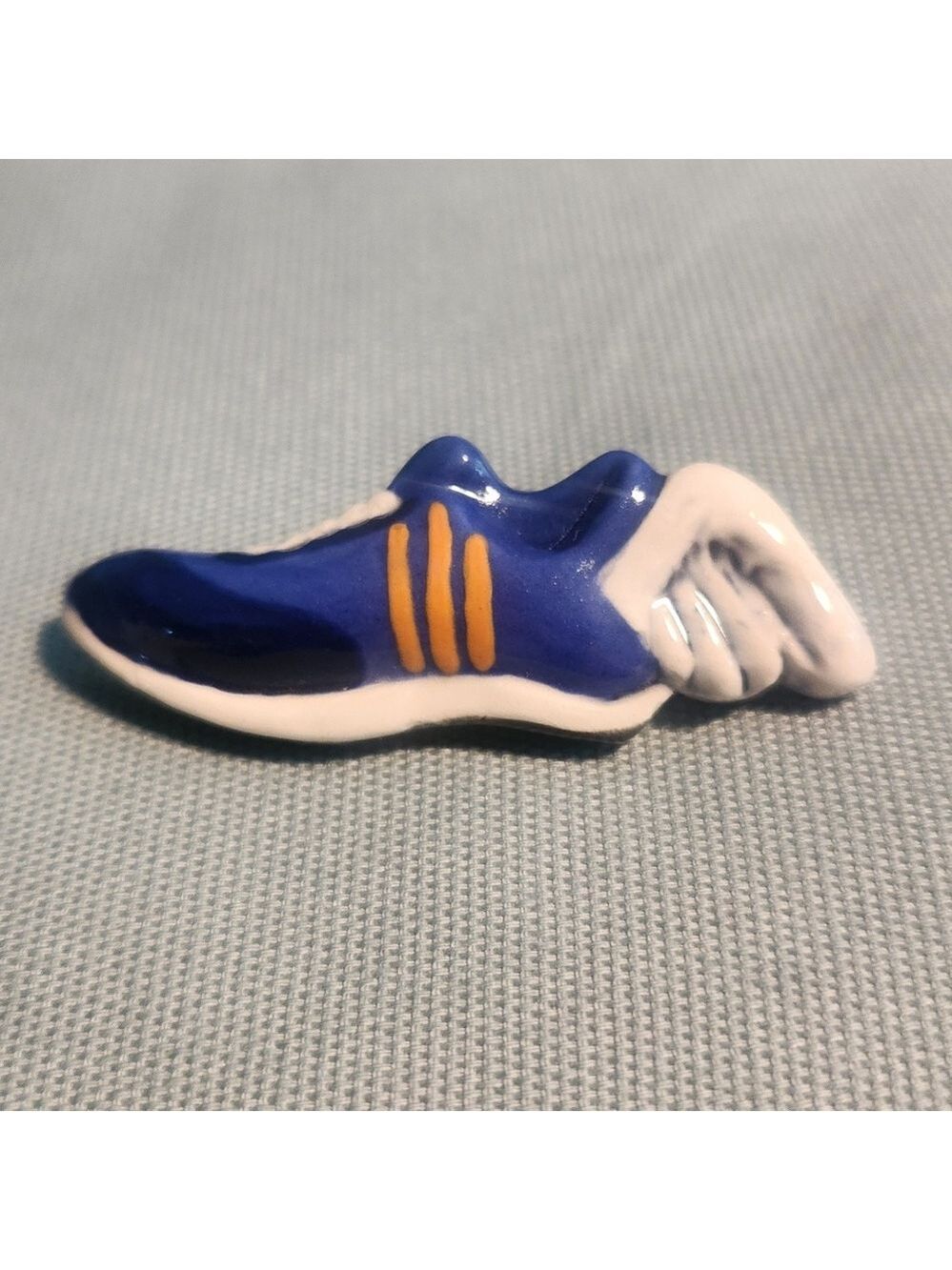 Vintage NOS Ceramic Winged Shoe Pin Brooch 70s 80s Adidas Sneaker Head Running